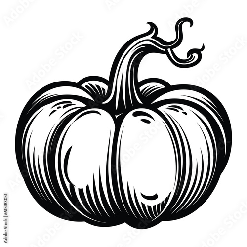 Halloween pumpkins vector illustration. Vintage, retro-style Halloween character outline isolated on white.