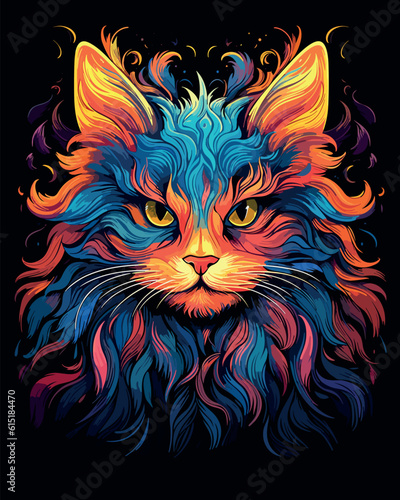 Abstract cat portrait, colors, vector illustration © vvalentine