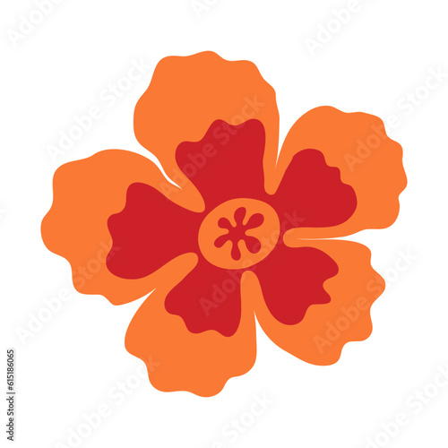 Plumeria flower hand drawn illustration. Flat cartoon style design, isolated vector. Tropical blossom, exotic bloom, rainforest plant, jungle flora, botanical, floral element