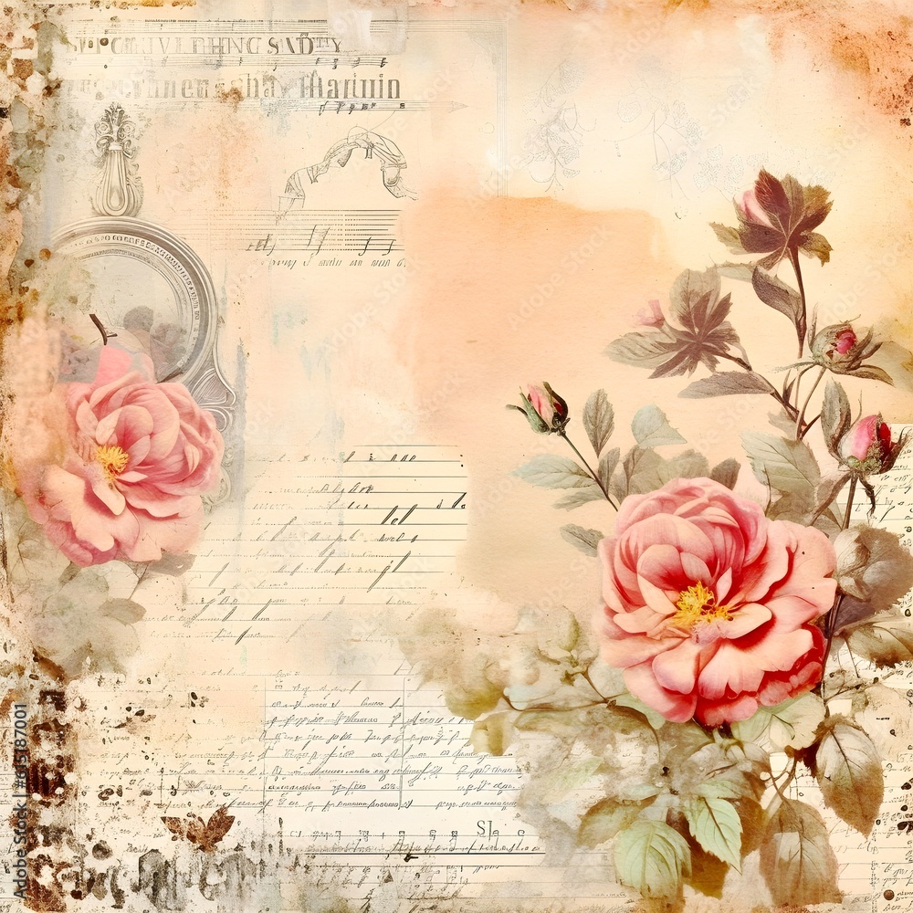 Vintage rose paper background, created with Generative AI technology ...