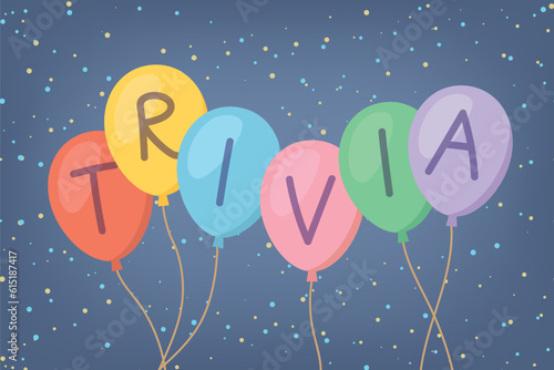 trivia word written on colorful balloons- vector illustration