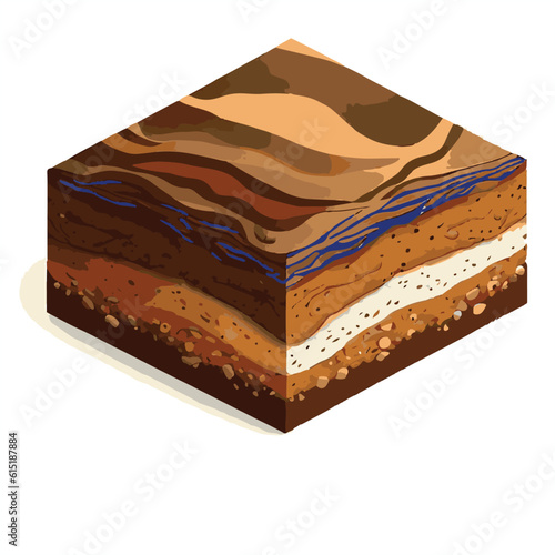 Illustration of an Isometric Landscape with  Mountains lava in the Backgrou