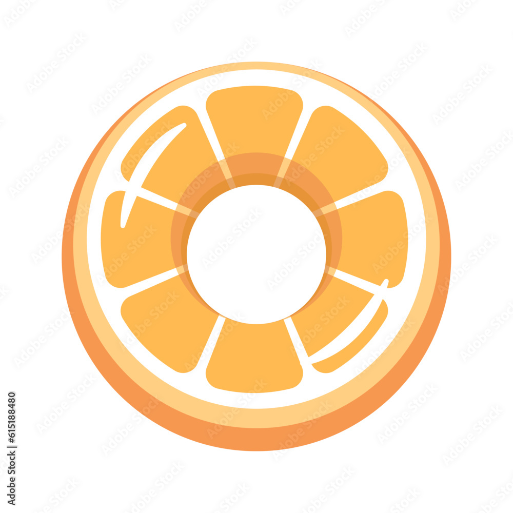 Inflatable circle balloon for swimming in the pool in the form of an orange. Realistic. Vector illustration. Inflatable circle balloon for swimming in the pool in the form of an orange. Realistic. Vector illustration.