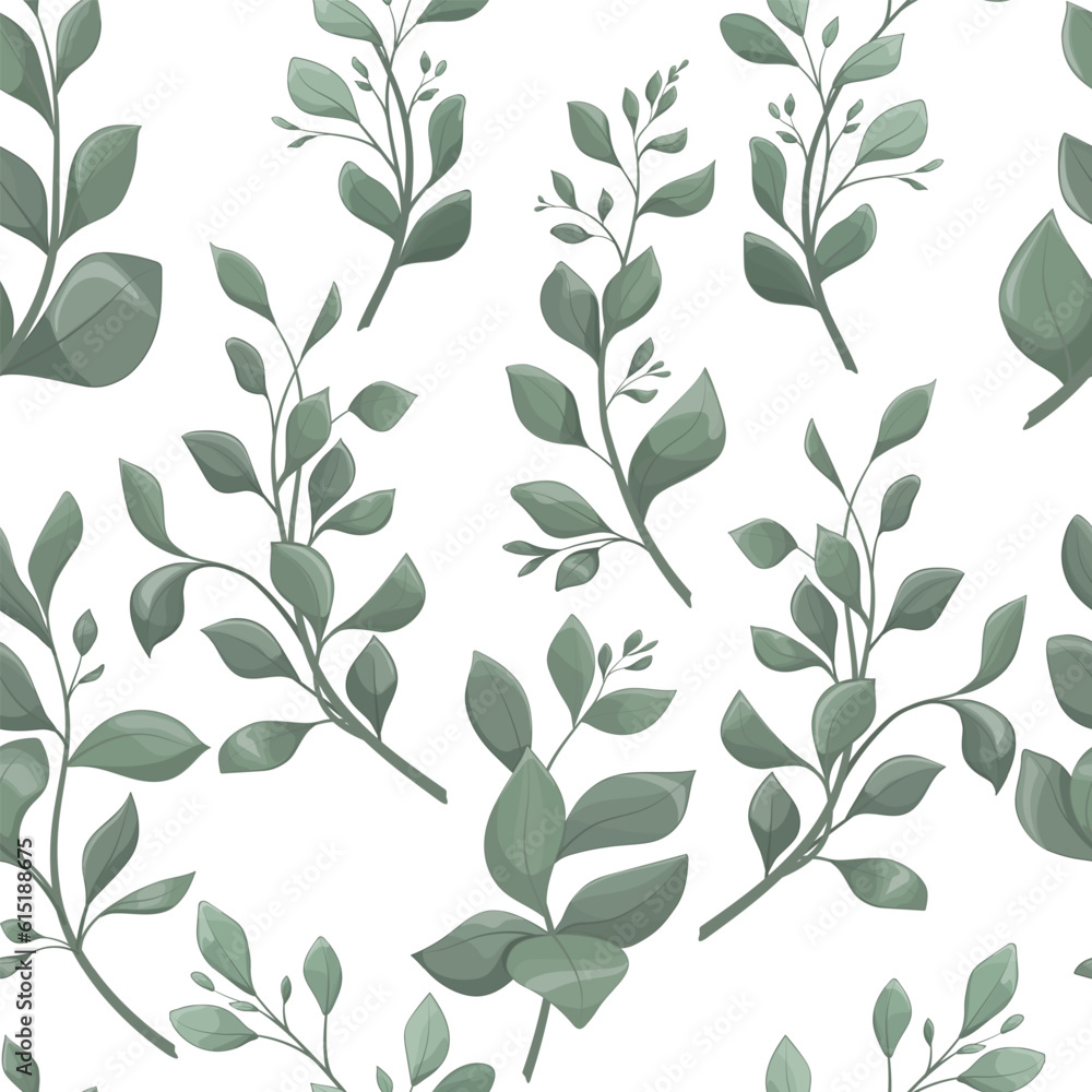 Seamless pattern with leaves. Vector illustration.