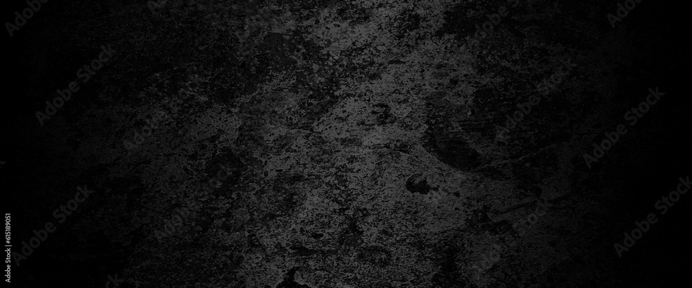 Abstract structured black concrete wall background, scary black grunge goth design. horror black background, Slightly light black concrete cement texture for background.