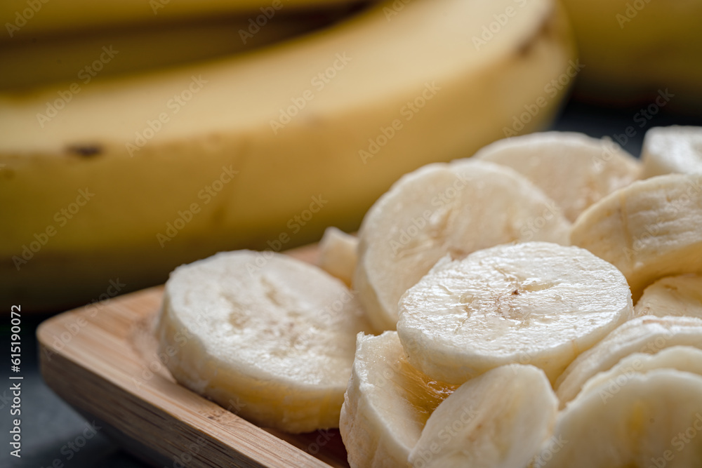 Banana slices in close-up. Banana slices in close-up.