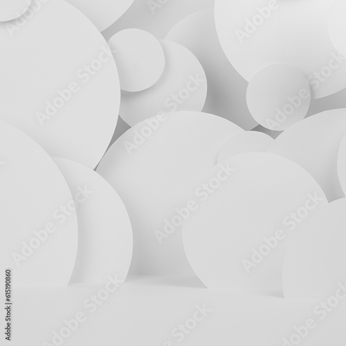 White abstract background of soar circles pattern with perspective  floor  stage mockup for presentation cosmetic products  goods  advertising  design in elegant soft light elegant minimalistic style.