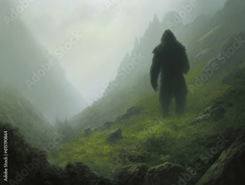 Wrapped in a cloak of deepest green and cloaked in the secrets of an uncharted wild Fantasy art concept. AI generation
