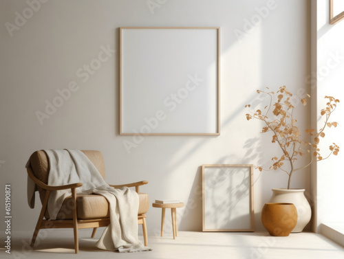 Wallpaper Mural Warm blankets for achieving a peaceful Scandinavian harmony. Minimalist mockup for podium display or showcase. AI generation Torontodigital.ca