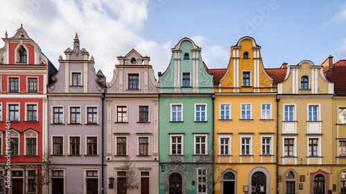 old colorful painted architecture building in europe. historical old city. Generative AI