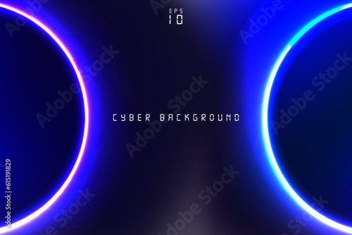 Dark and Minimal Neon Light Background with two glowing arcs on both sides. Vector Illustration. EPS 10.