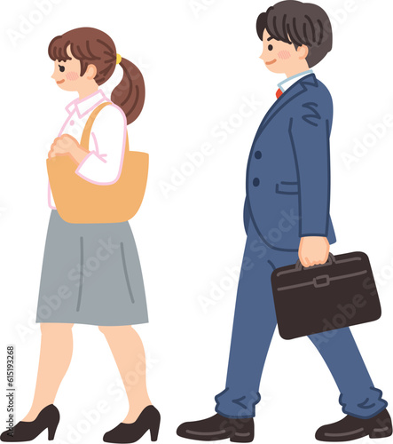 ビジネスバッグを持って歩くビジネスパーソン　通勤　出社
