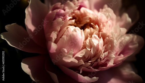 Vibrant peony blossom in soft pink, a gift of love generated by AI