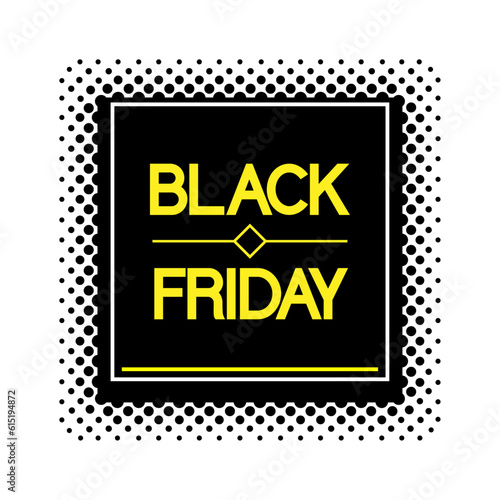 Rectangle halftone Black Friday icon. Vector editable shape.