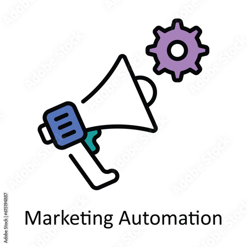 Marketing Automation Filled Outline Icon Design illustration. Digital Marketing Symbol on White background EPS 10 File