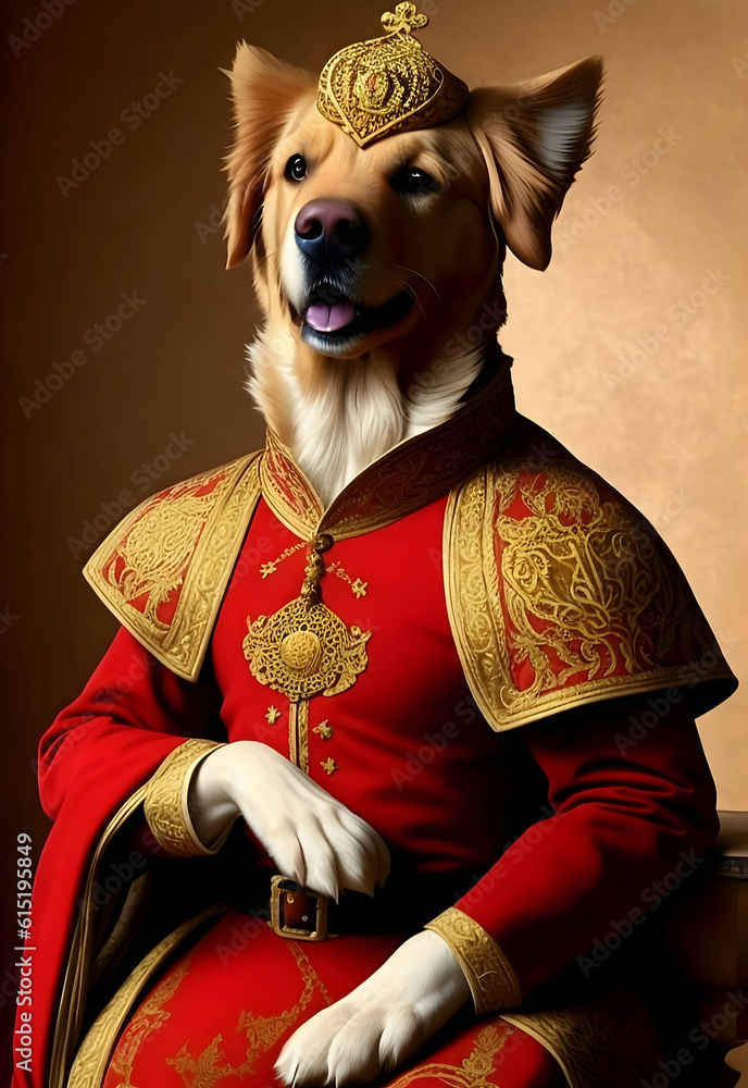 Obraz premium Golden Retriever as a ottoman empire. ai generated
