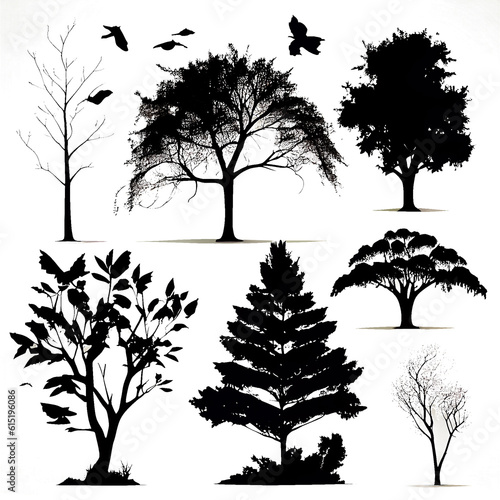 silhouettes of trees