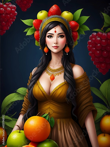 fruit women portrait. ai generated  photo