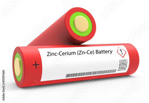 Obraz na plátne Zinc-Cerium (Zn-Ce) Battery Zn-Ce battery is a type of rechargeable battery that uses zinc and cerium oxide as electrodes