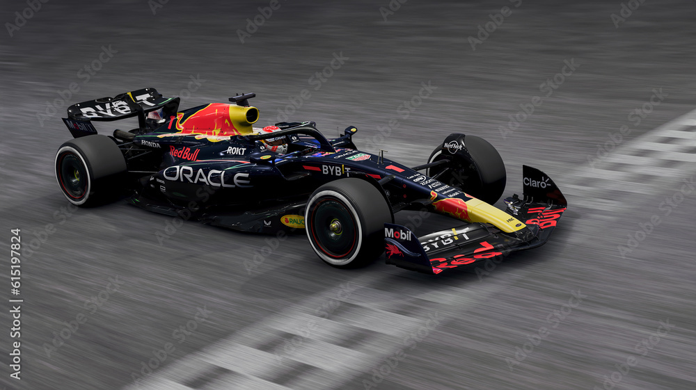 Obraz premium Red Bull Racing F1 car 3D Illustration, 16 Jun, 2023, Sao Paulo, Brazil