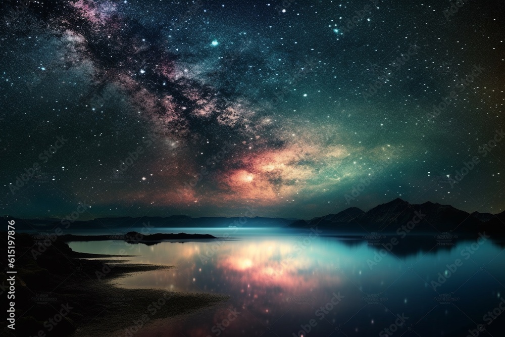 Ethereal Celestial Scene with Stars, Galaxies and Cosmic Elements Created with Generative AI Ethereal Celestial Scene with Stars, Galaxies and Cosmic Elements Created with Generative AI