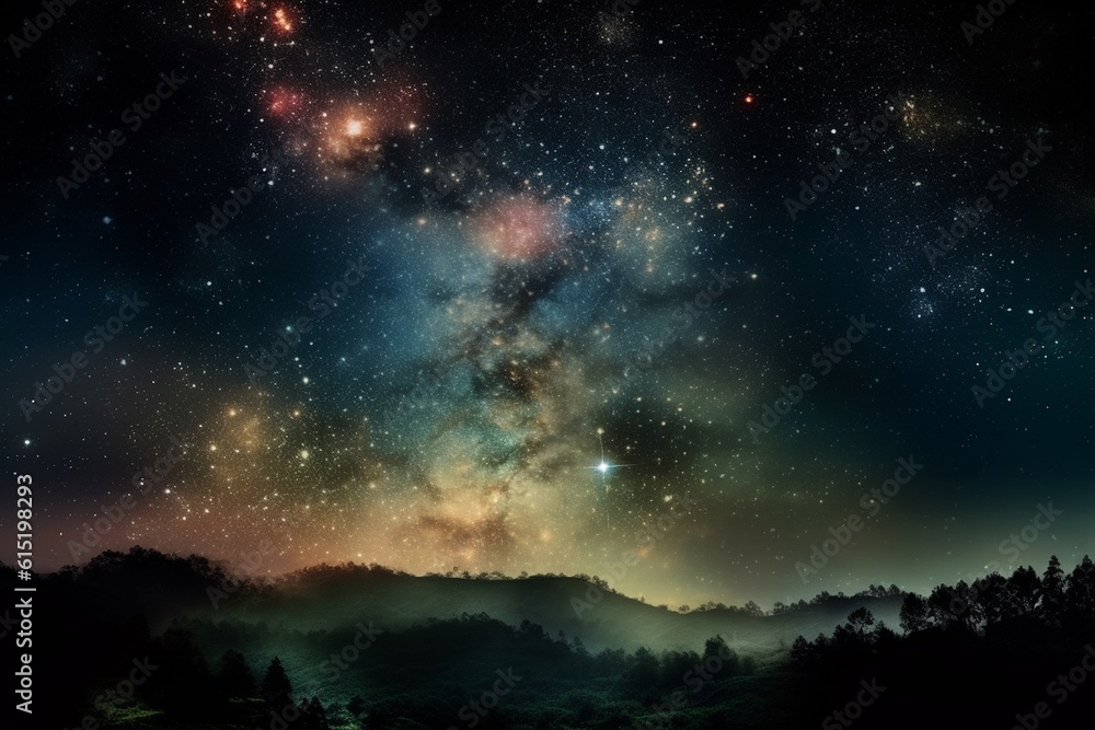Ethereal Celestial Scene with Stars, Galaxies and Cosmic Elements Created with Generative AI Ethereal Celestial Scene with Stars, Galaxies and Cosmic Elements Created with Generative AI