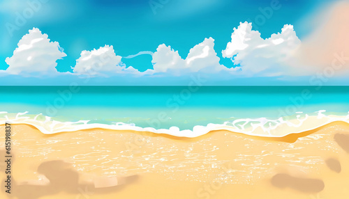 Serene Tropical Beachscape: A Paradisiacal Summer Escape with Sun, Sand, and Azure Waters | AI-Generated Image