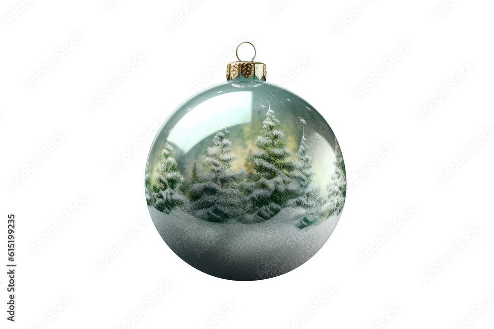 Green Christmas ball with ribbon and a bow on white background. Generative AI Green Christmas ball with ribbon and a bow on white background. Generative AI