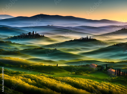 Tuscany landscape. AI generated illustration