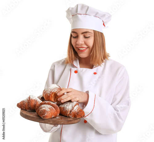 Female baker with board of ...