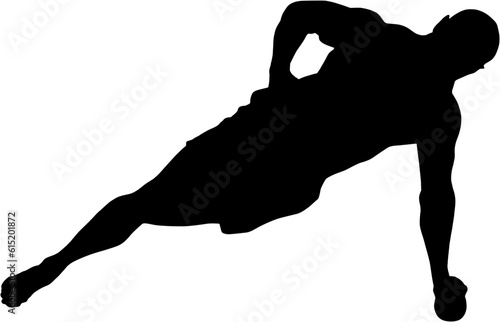 Digital png silhouette image of man exercising on transparent background