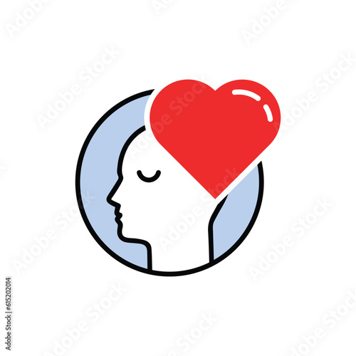 simple mental emotion like love feeling. concept of romantic sign for first date and emotional lover with passion. linear flat narcissism minimal logotype graphic design isolated on white background
