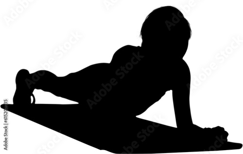 Digital png silhouette image of woman doing plank on transparent background