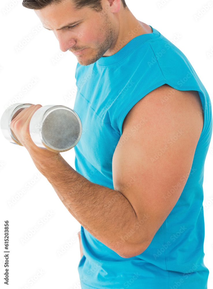 Digital png photo of caucasian man lifting dumbbells on transparent background Digital png photo of caucasian man lifting dumbbells on transparent background