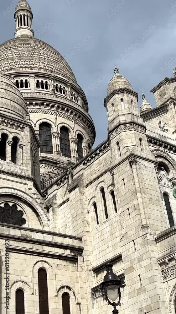 Church of the Sacre Coeur Basilica Church in Paris vertical video Paris France. High quality 4k footage Church of the Sacre Coeur Basilica Church in Paris vertical video Paris France. High quality 4k footage