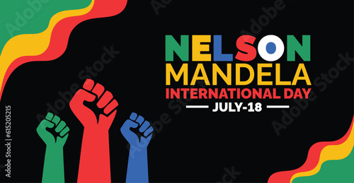 Nelson Mandela International Day background, banner, poster and card design template with standard color celebrated in july.