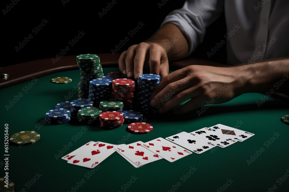 Poker player on green background Poker player on green background