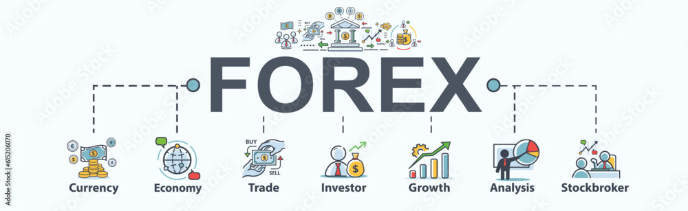 Forex banner web icon for Invesment, currency, economy, exchange, trade, investor, growth, analysis and stockbroker. Minimal vector infographic. Forex banner web icon for Invesment, currency, economy, exchange, trade, investor, growth, analysis and stockbroker. Minimal vector infographic.