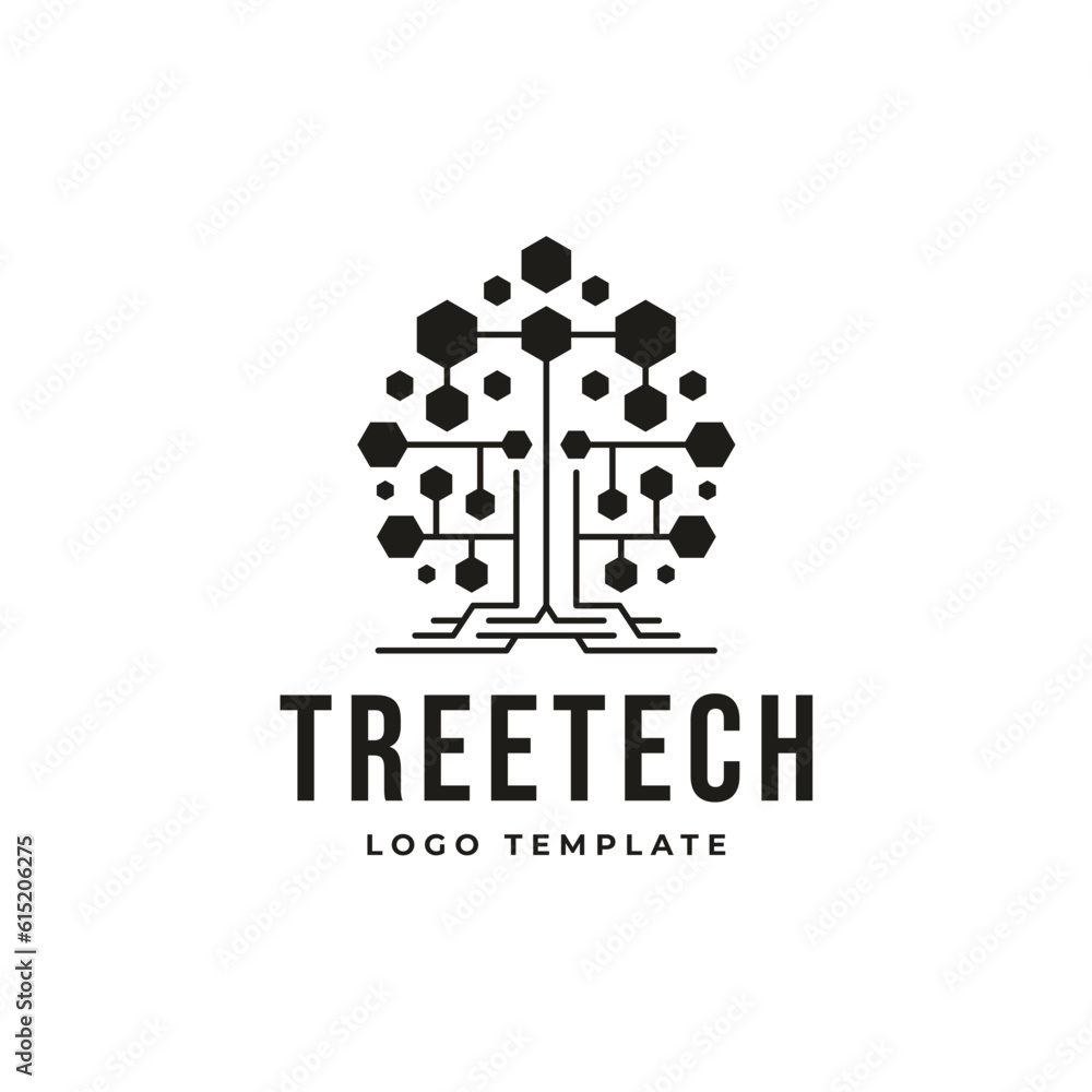 Banyan digital tree technology logo concept icon vector