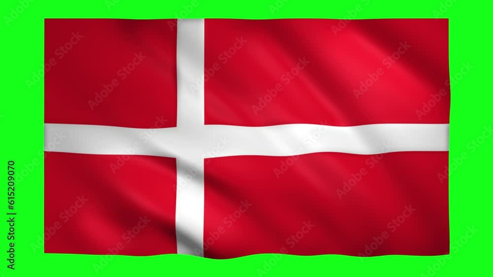 Flag of Denmark on green screen for chroma key Flag of Denmark on green screen for chroma key