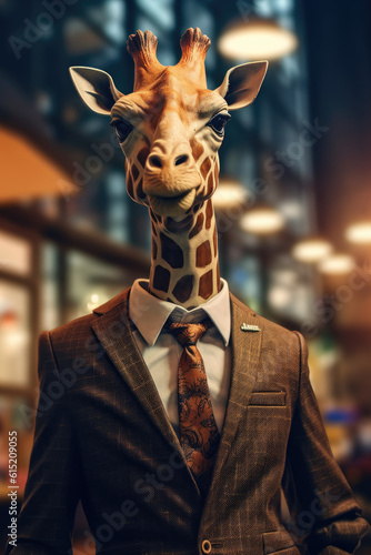 A giraffe wearing a suit © anaqi