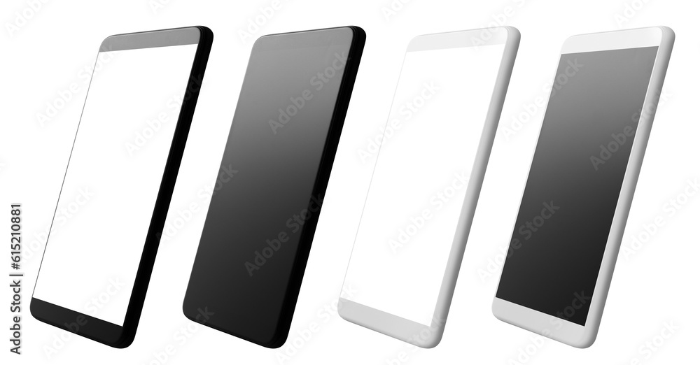 Set of lack and white smartphones, cut out Set of lack and white smartphones, cut out