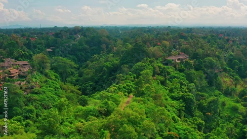 Badung or Bukit Peninsula (Semenanjung Bukit) is a peninsula with a picturesque coastline in the southern part of the Indonesian island Bali 4K Aerial view photo