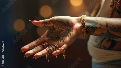 hands of the person s henna tattoo