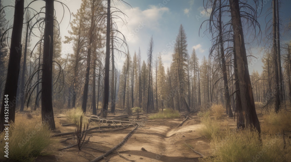 A forest recovering after a wildfire A forest recovering after a wildfire