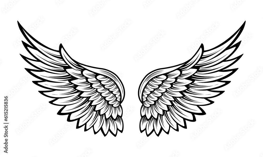 Fototapeta premium vector angel wings tribal tattoo 