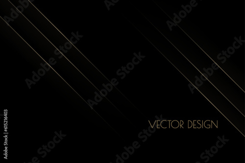 Vector abstract black premium background with golden diagonal stripes, lines. Modern luxurious elegant backdrop in dark color for exclusive posters, banners, invitations, business cards.
