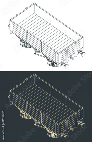 5 plank coal wagon isometric blueprints