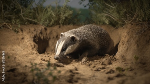 A small burrow dug by a badger for its family