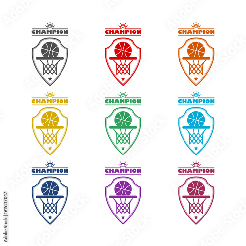 Basketball club logo icon isolated on white background. Set icons colorful